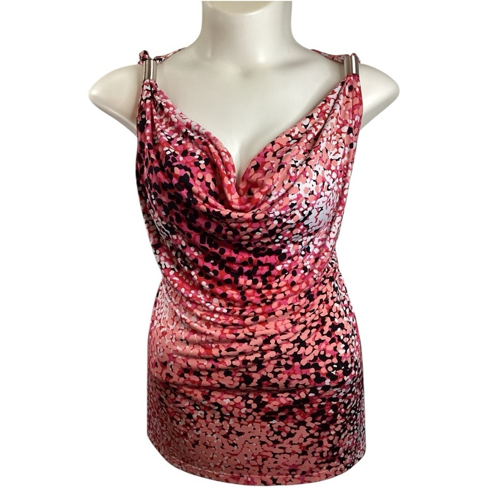 Fashion Bug Pink and Black Patterned Top, Stretch, Plus Size 4X